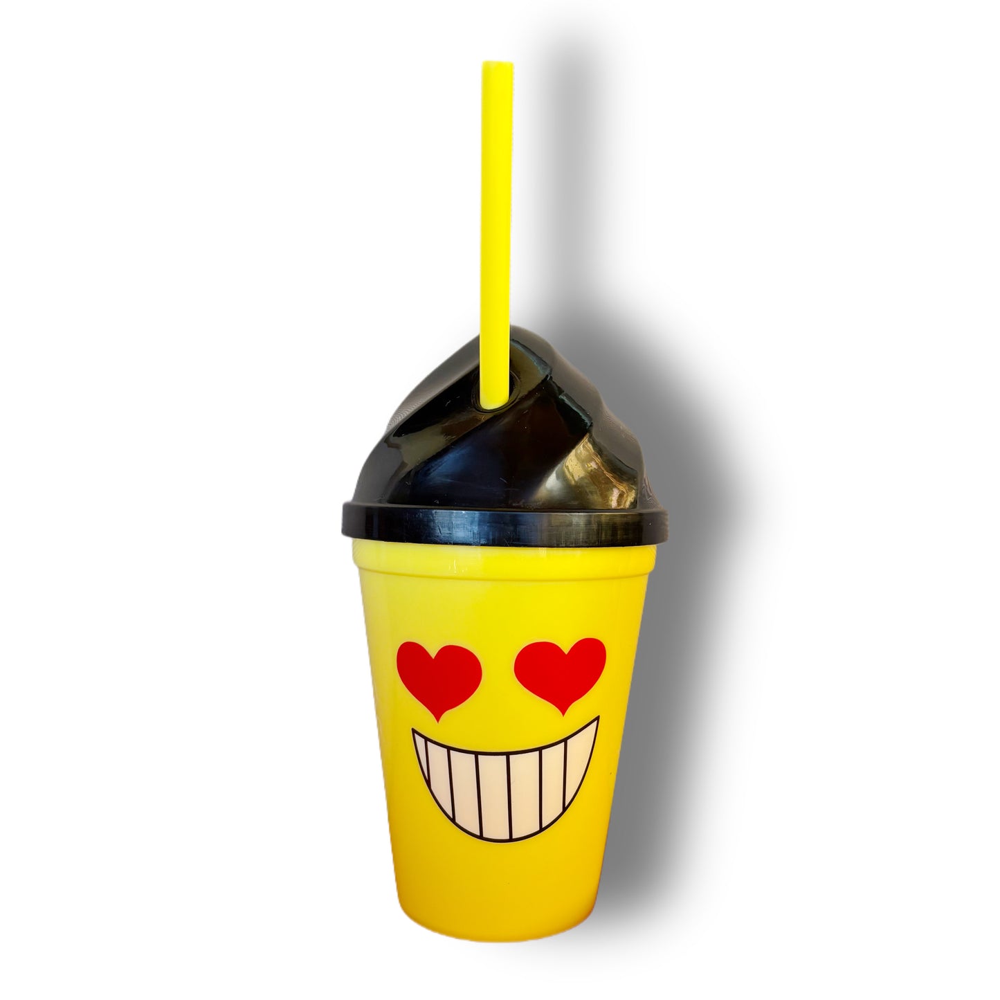 Pack 12 Vasos Plásticos Reutilizables Con Tapa Y Bombilla Para Niños Fiestas y Cumpleaños Emojis 450 ML