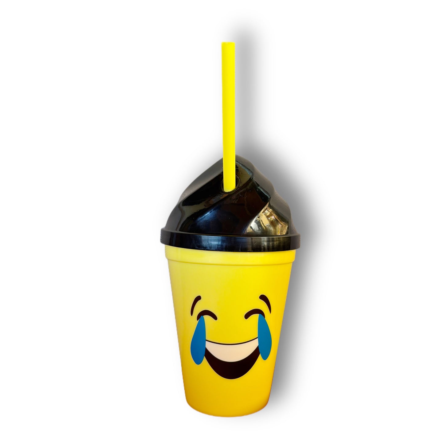 Pack 12 Vasos Plásticos Reutilizables Con Tapa Y Bombilla Para Niños Fiestas y Cumpleaños Emojis 450 ML