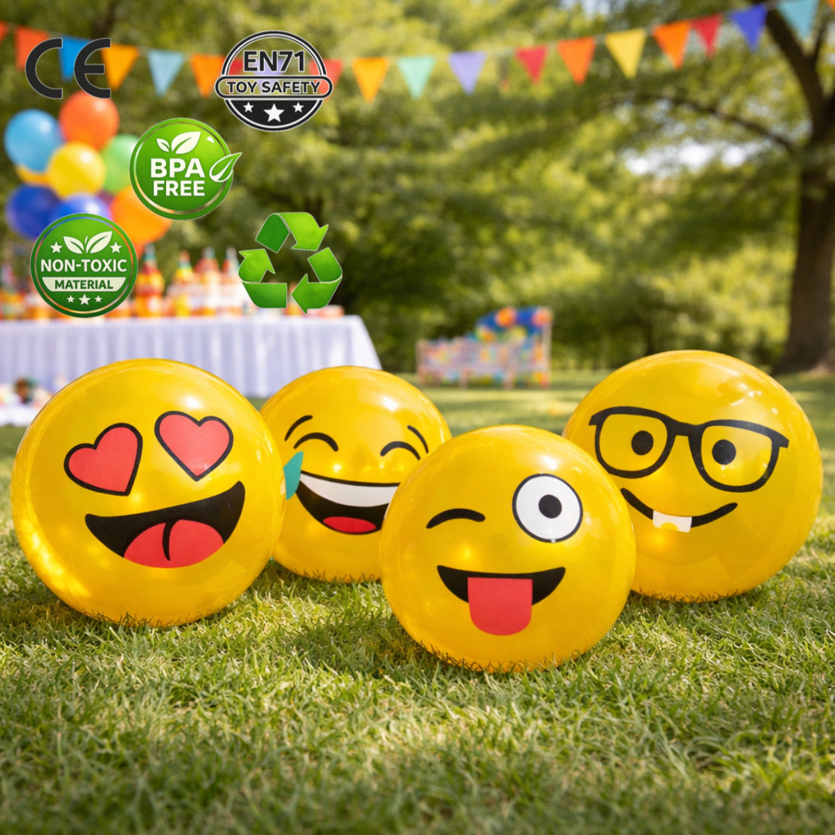 Pack 12 Pelotas Inflables De Goma Para Niños Playa Emoji