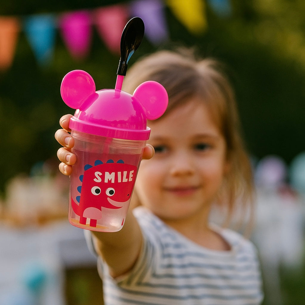 Pack 12 Vasos Plásticos Reutilizables Con Tapa Y Bombilla Para Niños Fiestas y Cumpleaños Dinosaurios 450 ML