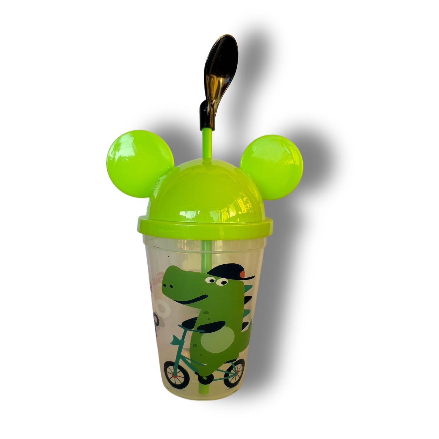 Pack 12 Vasos Plásticos Reutilizables Con Tapa Y Bombilla Para Niños Fiestas y Cumpleaños Dinosaurios 450 ML
