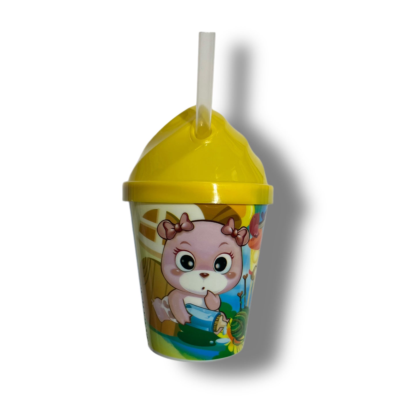 Pack 12 Vasos Plásticos Reutilizables Con Tapa Y Bombilla Para Fiestas y Cumpleaños Infantiles 250 ML