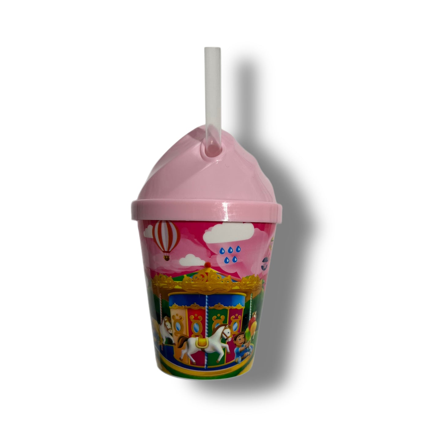 Pack 12 Vasos Plásticos Reutilizables Con Tapa Y Bombilla Para Fiestas y Cumpleaños Infantiles 250 ML